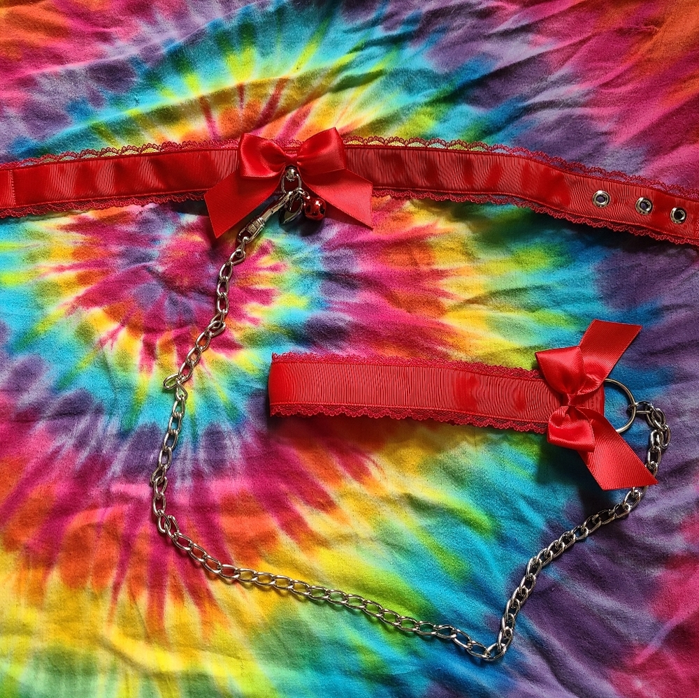 lace collar and leash